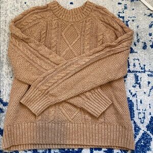 GAP Tan Cable Knit Crewneck Sweater